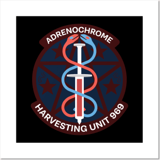 adrenochrome conspiracy emblem. satire. Posters and Art